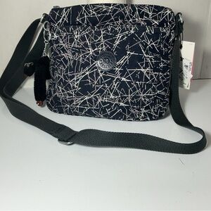 Kipling Men's Black and White Patterned Messenger Bag